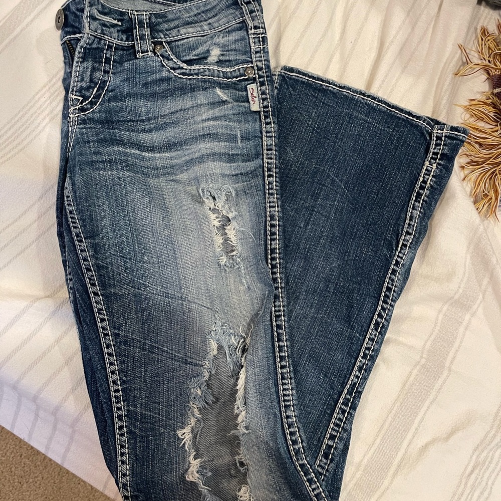 Silver holey jeans!